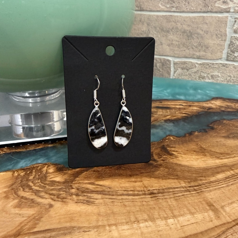 Chic Black and Silver Dangle Earrings